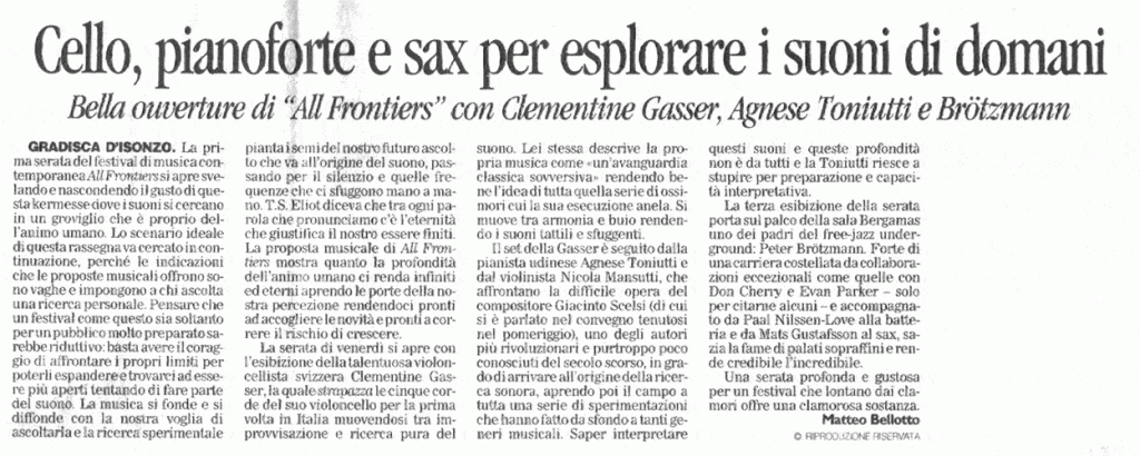 Around Scelsi, Messaggero Veneto 28/11/2010